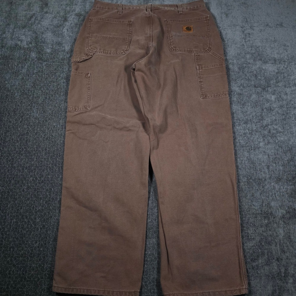 Carhartt Mens 38x32 Fit 34x30 Carpenter Pants Brown Duck Canvas Workwear B11 CHT